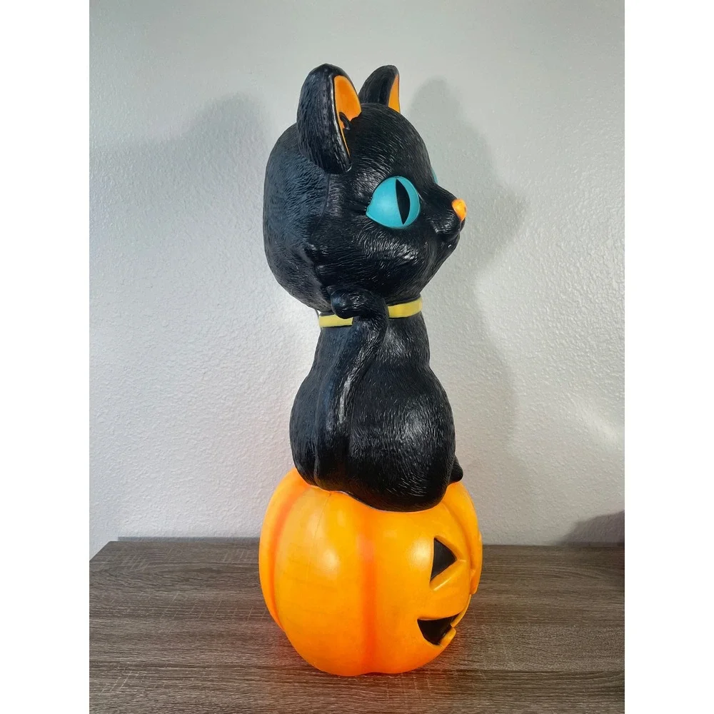 Ashland Halloween Black Cat Pumpkin Blow Mold Light Up Outdoor Decor 24 Inch